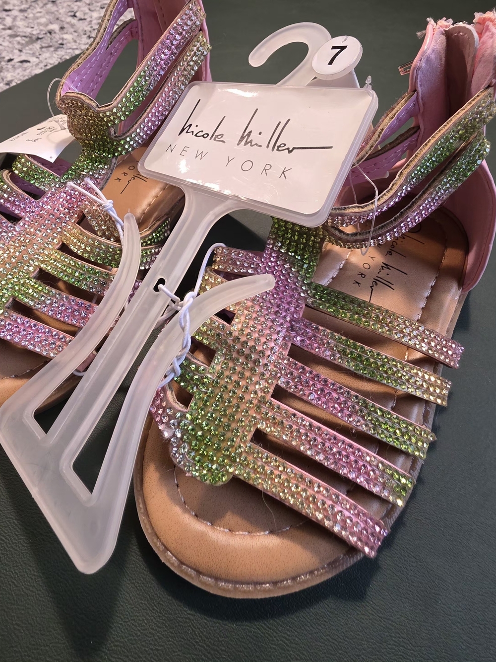 Girls' Multi-Color Rhinestone Gladiator Sandals - Picture 3 of 8
